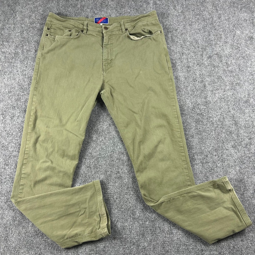 Best Made Co Pants Mens 38x34 Green Cotton Twill Straight Leg Made in Italy